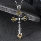 925 Sterling Silver Vajra Cross Pendant