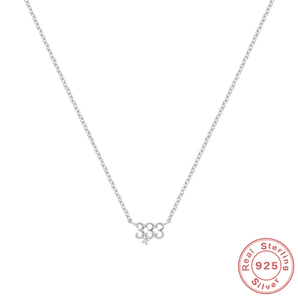 S925 Sterling Silver Angel Number Necklace Zirconia Pendant Dainty Necklace