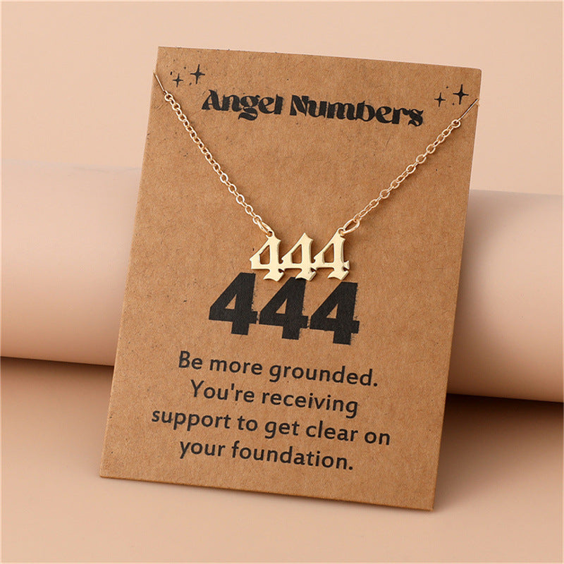 Angel Number Necklace, Gold-Plated Stainless Steel 111–999 Angel Number Clavicle Chain Necklace