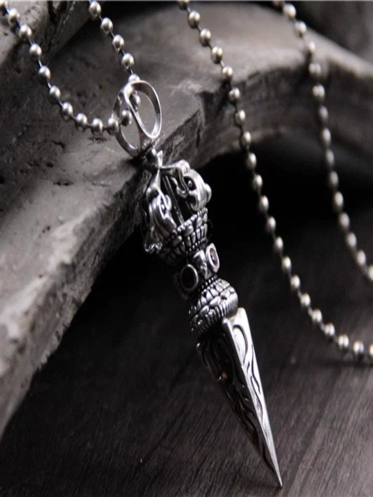 S925 Sterling Silver Body Protector Vajra Pestle Pendant