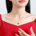 S925 Sterling Silver Year of the Horse Jewelry – Heart-shaped Diamond-Embedded Necklace, Bracelet, and Earrings