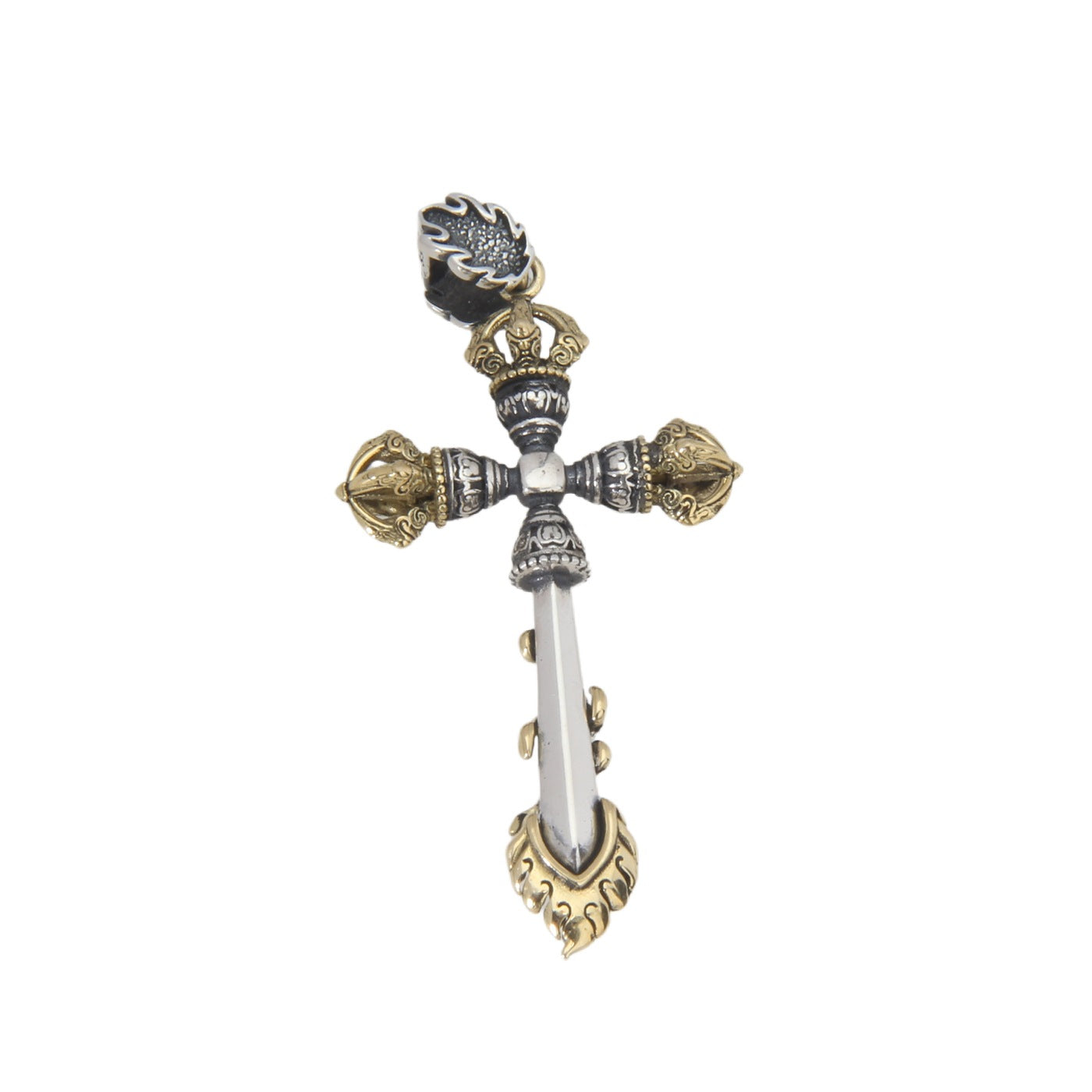 925 Sterling Silver Vajra Cross Pendant
