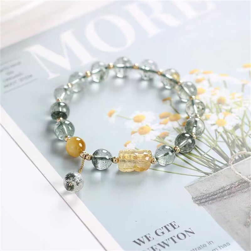 Buddha3bodhi Natural Green Ghost Crystal Pixiu Feng Shui Bracelet