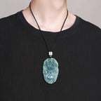 Natural Blue Water Jadeite Divine Dragon Guardian Pendant – A-Grade Jade, Zodiac Dragon Talisman