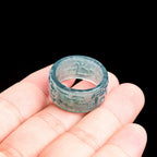 Natural A-Grade Blue Water Jadeite Taotie Ancient-Style Ring – Ice-Type Jade, Unisex Couple's Ring