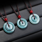 Natural Ice Blue Jadeite Double Peace Coin Pendant – A-Grade Blue Water Jade Feng Shui Talisman