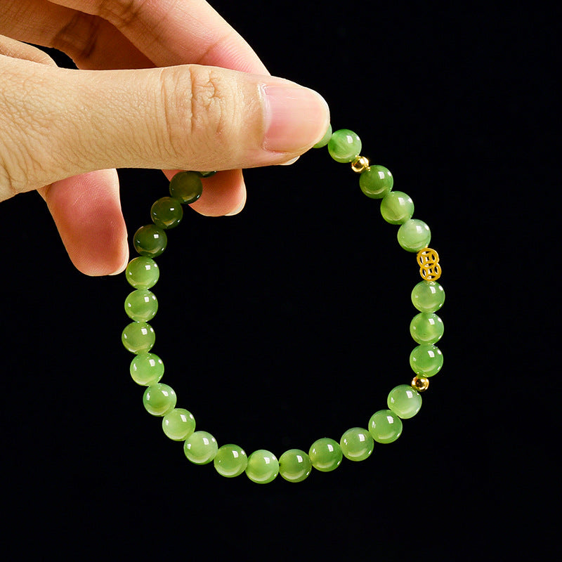 Women’s Genuine Aged Green Hetian Jade Bamboo Bracelet– Handcrafted Jade Jewelry