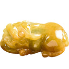 Natural Burmese A-Grade Jadeite Pixiu Pendant – Yellow-Tinted Jade, Protective Talisman