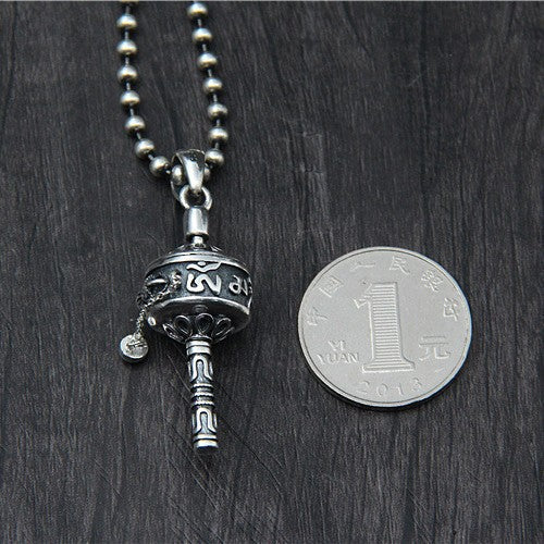 925 Sterling Silver Vajra Pendant with Six-Word Mantra Engraving