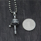 925 Sterling Silver Vajra Pendant with Six-Word Mantra Engraving