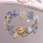 DIY Aquamarine Blue Crystal White Crystal Bracelet Snowflake Starry Sky Bracelet for Women