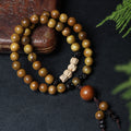 Argentine Aged Green Sandalwood Double Wrap Round Bead Bracelet for Women 8mm