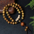 Argentine Aged Green Sandalwood Double Wrap Round Bead Bracelet for Women 8mm