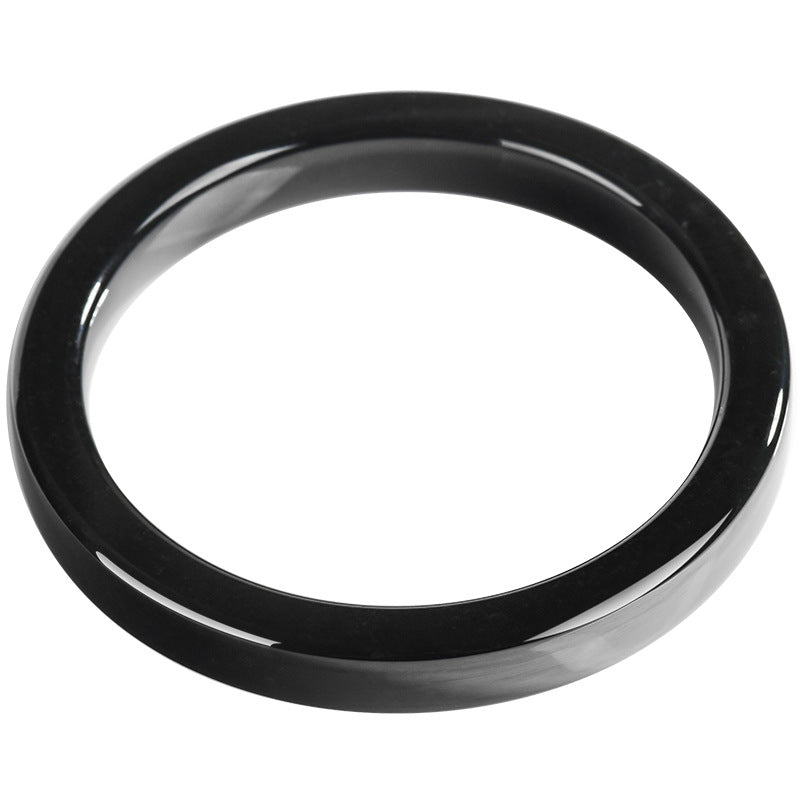 Natural Black Jadeite Bangle Bracelet, Unisex Peace Jade Bracelet