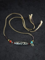Tibetan Nine-Eyed Dzi Beads Charm Bracelet Pearl Pendant