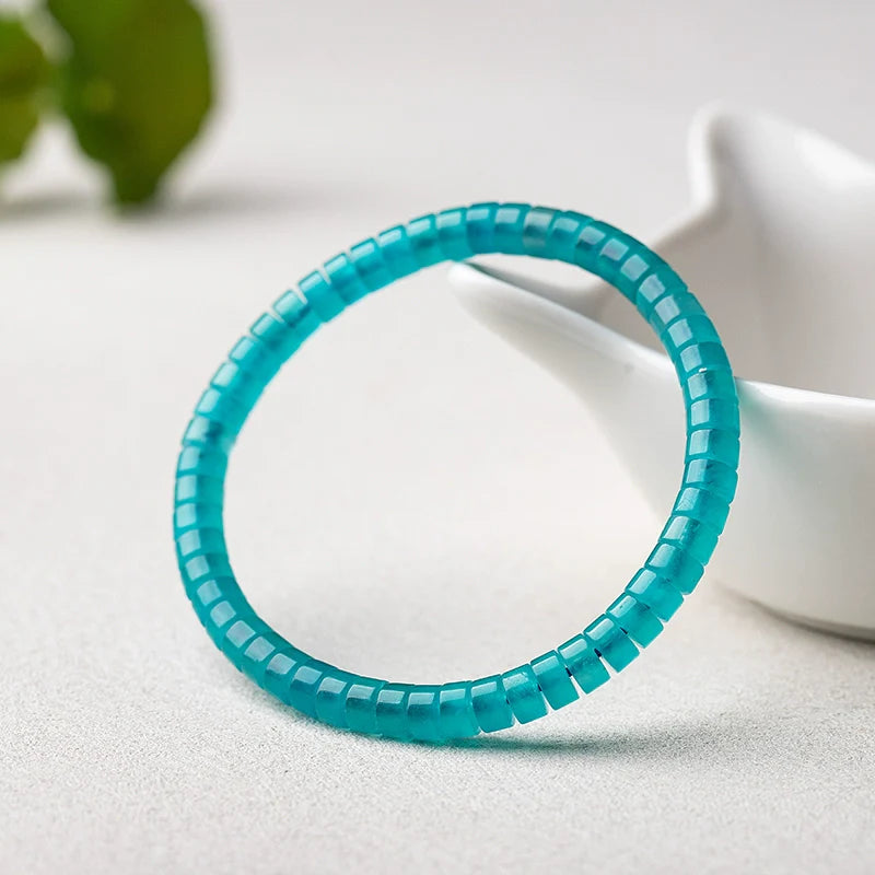 Natural Amazonite Straight-Cut Thin Slice Bracelet