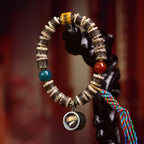 Tibetan Yak Bone Bracelet with Agate Dzi Beads & Snow Baga Beads – Handcrafted Tibetan-Style Bracelet