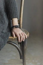 Double-Layer Black Rutilated Quartz & Ebony Wood Bracelet Men’s Vintage Protection Beads