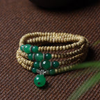 Mini Star and Moon Bodhi Bracelet with Green Agate Accent – 3×5mm