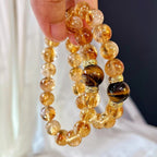 10MM Natural Citrine Crystal Bracelet Premium Tiger's Eye Bracelet for Wealth
