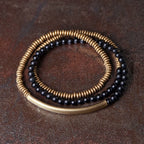 Tibetan Agate & Brass Multi-Layer Bracelet · Couple Jewelry for Grounding & Passion · 4 Colors Available