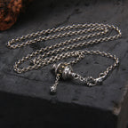 925 Sterling Silver Tibetan Prayer Wheel Pendant Sweater Chain