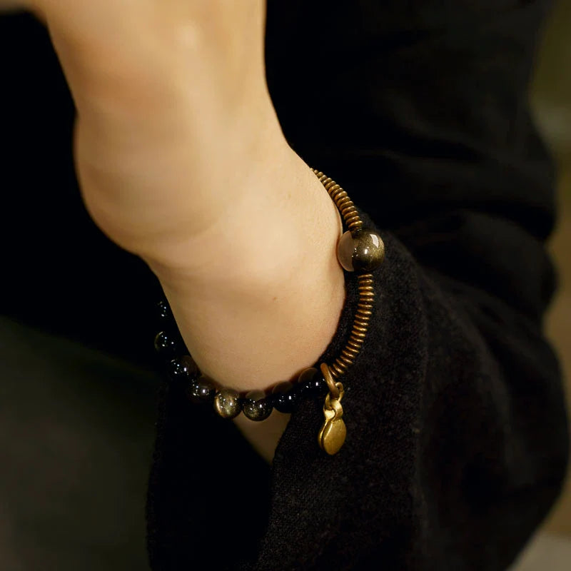 Natural Golden Obsidian Bracelet For Protection & Abundance