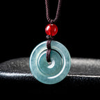 Natural Ice Blue Jadeite Double Peace Coin Pendant – A-Grade Blue Water Jade Feng Shui Talisman