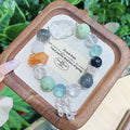 Custom Natural Xiuyan Jade Beaded Bracelet with White Crystal