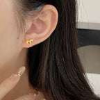 Women’s S925 Sterling Silver Asymmetric Wood Horse and Coin Stud Earrings – Year of the Horse