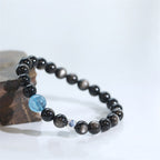Buddha3bodhi Natural Silver Obsidian DIY Design Simple Feng Shui Bracelet