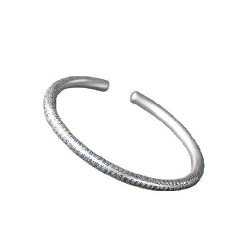 999 Pure Silver Open Cuff Bangle with Heart Sutra Design
