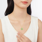 Natural Hetian Jade Square Pendant Necklace for Women