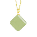 Natural Hetian Jade Square Pendant Necklace for Women