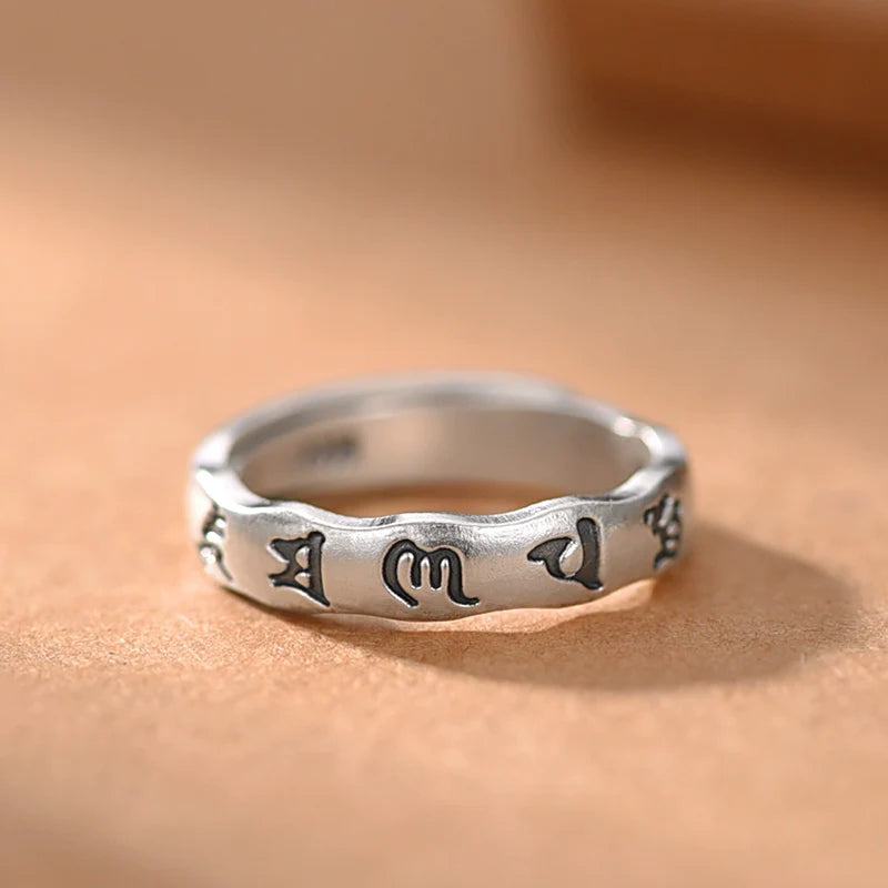 Buddha3bodhi Tibetan Pure Silver Six-Syllable Mantra Couple Rings