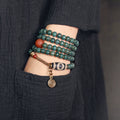 Vintage Multi-Layer Bodhi Seed & Dzi Bead Bracelet Buddhist Mala Jewelry for Men & Women