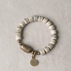 Tibetan Handmade Yak Bone & Brass Dzi Bracelet · Sacred Protection, Grounded Strength