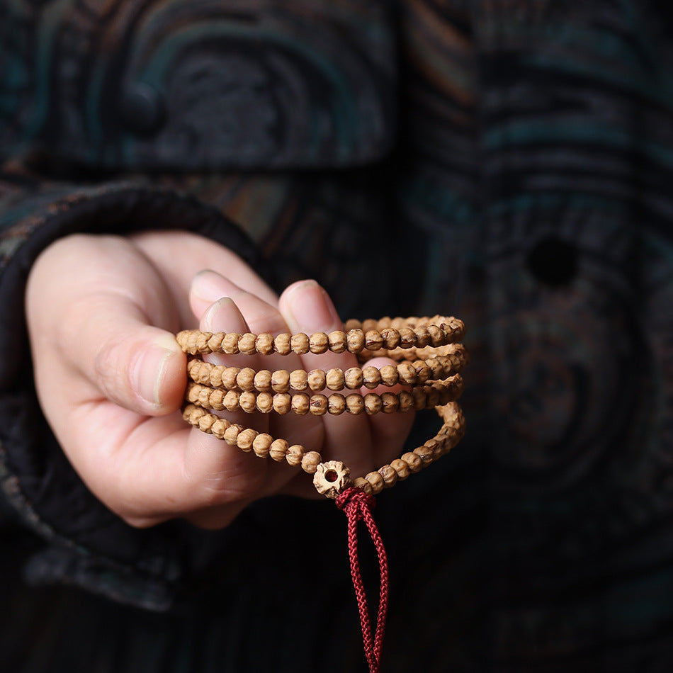 Tibetan Cypress Seed 108 Mala Beads – High Oil Ghost Face Prayer Bracelet
