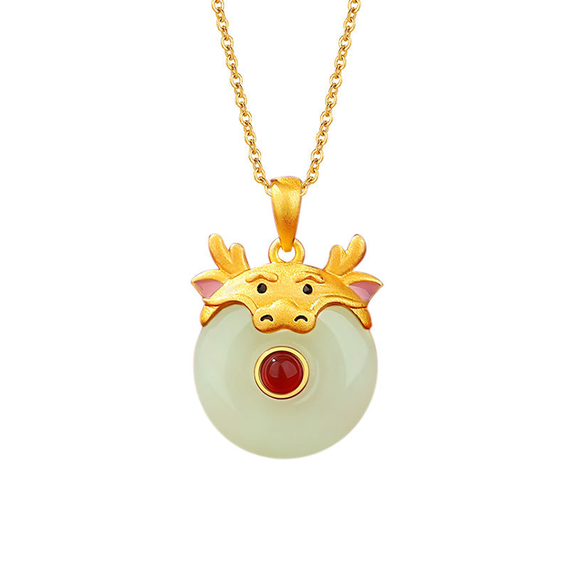 Hetian Jade Peace Circle 12 Chinese Zodiac Necklace – S925 Silver Horse Year Gift Jewelry