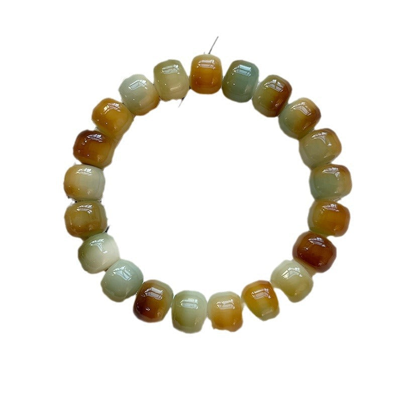 Natural Bodhi Bracelet with Burger-Shaped Beads (Multiple Colors Available)