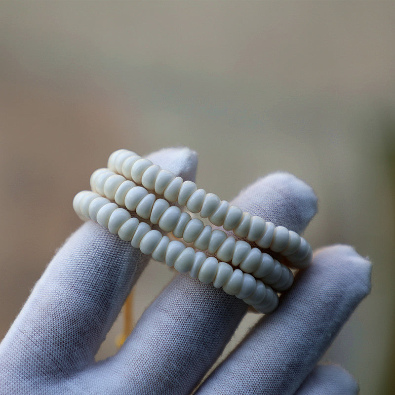 Buddha3bodhi 7mm White Jade Bodhi Garlic Clove 108 Mala Bracelet