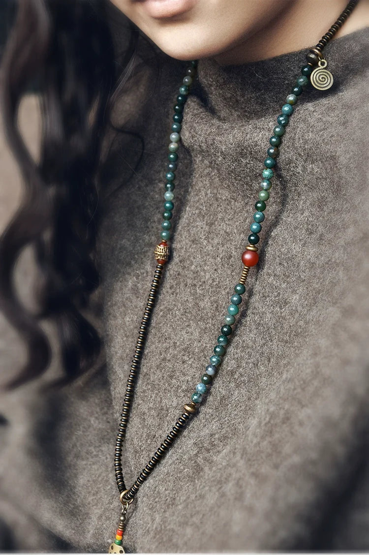 Vintage Multi-Layer Agate Bead Bracelet Buddhist Bracelet for Women