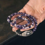 Tibetan-Inspired Multi-Layer Amethyst & Clear Quartz Bracelet · Pure Energy, Sacred Balance