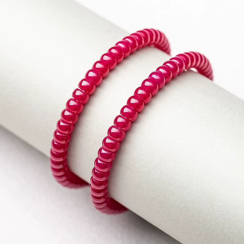 Natural Ruby Straight-Cut Thin Slice Bracelet