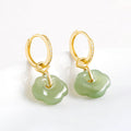 Women’s Natural Hetian Jade Ruyi Earrings, Set in S925 Silver