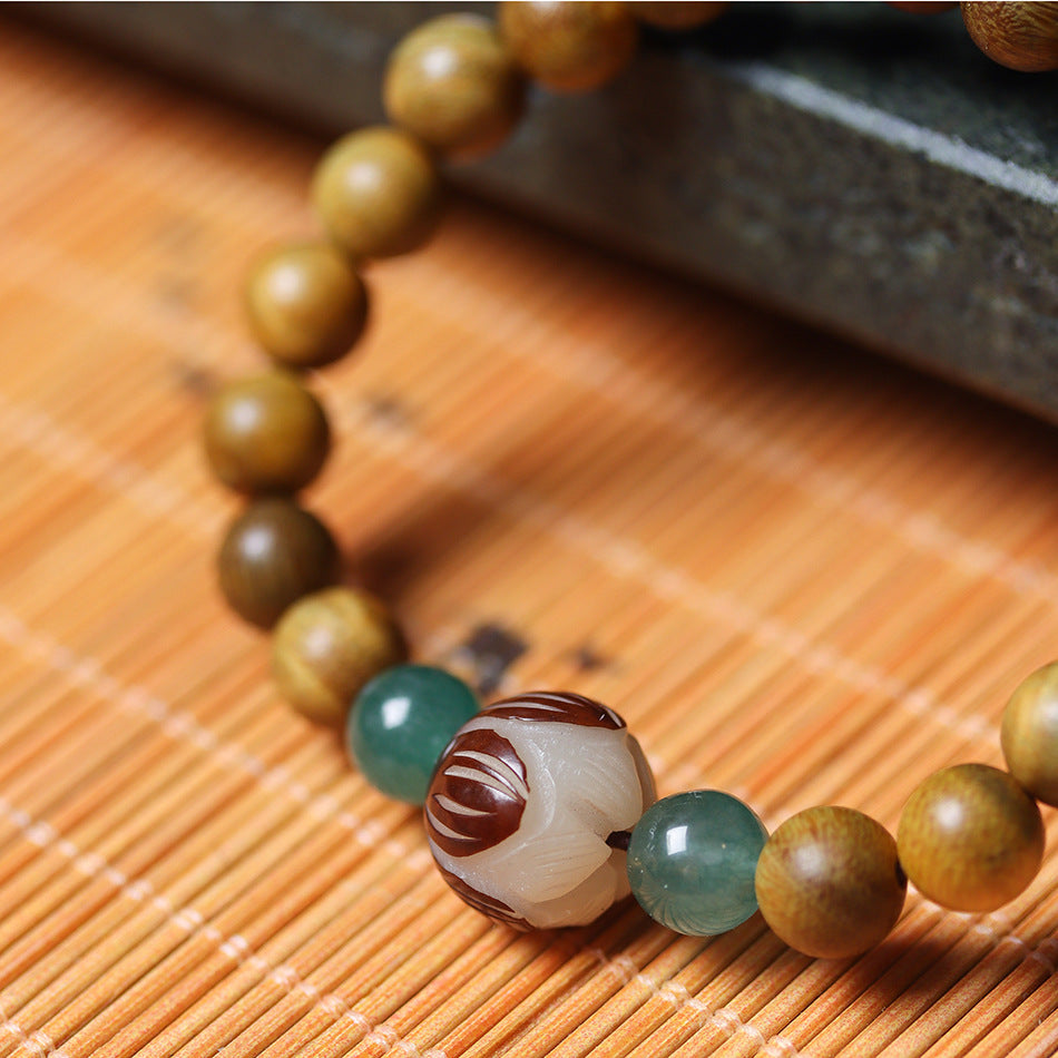 Argentine Old-Growth Green Sandalwood 8mm Buddhist Prayer Beads Bracelet