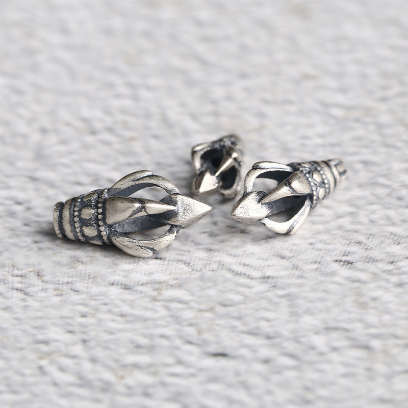 S925 Silver, Vajra Pestle, Tibetan Bracelet Jewelry, Disciple Bead Accessories, Rope End Pendant DIY Accessories