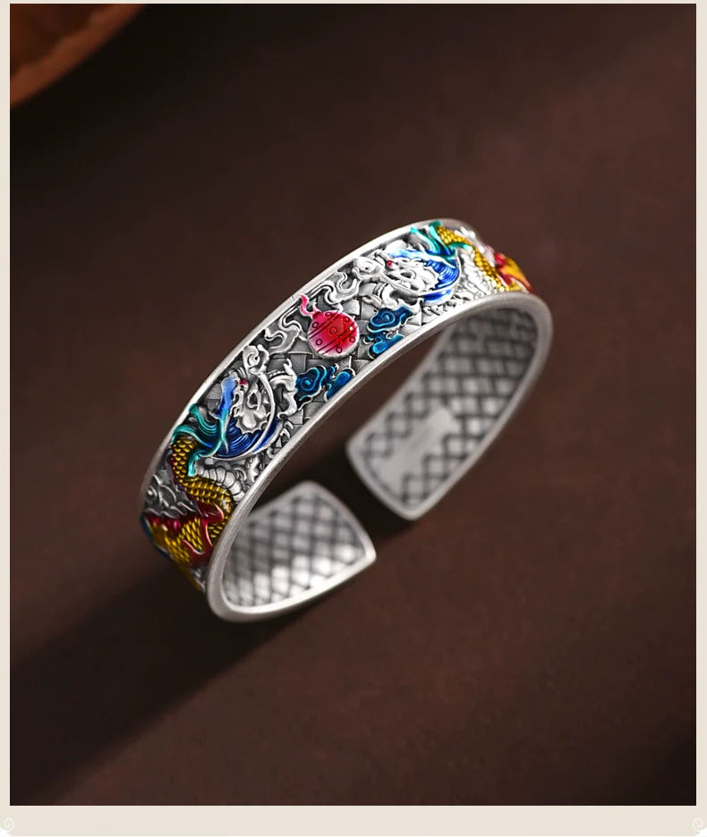Buddha3bodhi Pure Silver Enamel Zodiac Dragon Bangle
