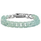 Natural A-Grade Blue Water Jadeite Cuban Link Bracelet – Ice-Type Jade, Titanium Steel, Hip-Hop Style for Women
