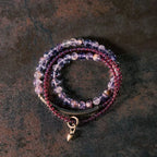 Vintage Multi-Layer Purple Phantom & Garnet Bracelet · Energy Wrap for Women